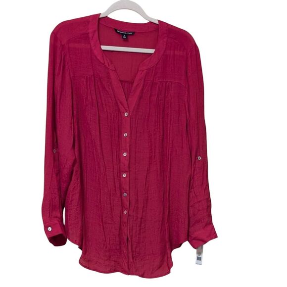 NWT Zac & Rachel Woman Deep Claret long sleeve button front blouse size 1X Plus - Picture 1 of 8